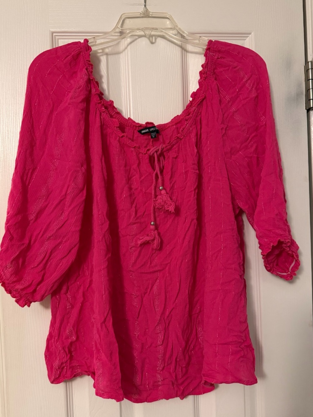 Unique Spectrum Hot Pink Boho Peasant Top